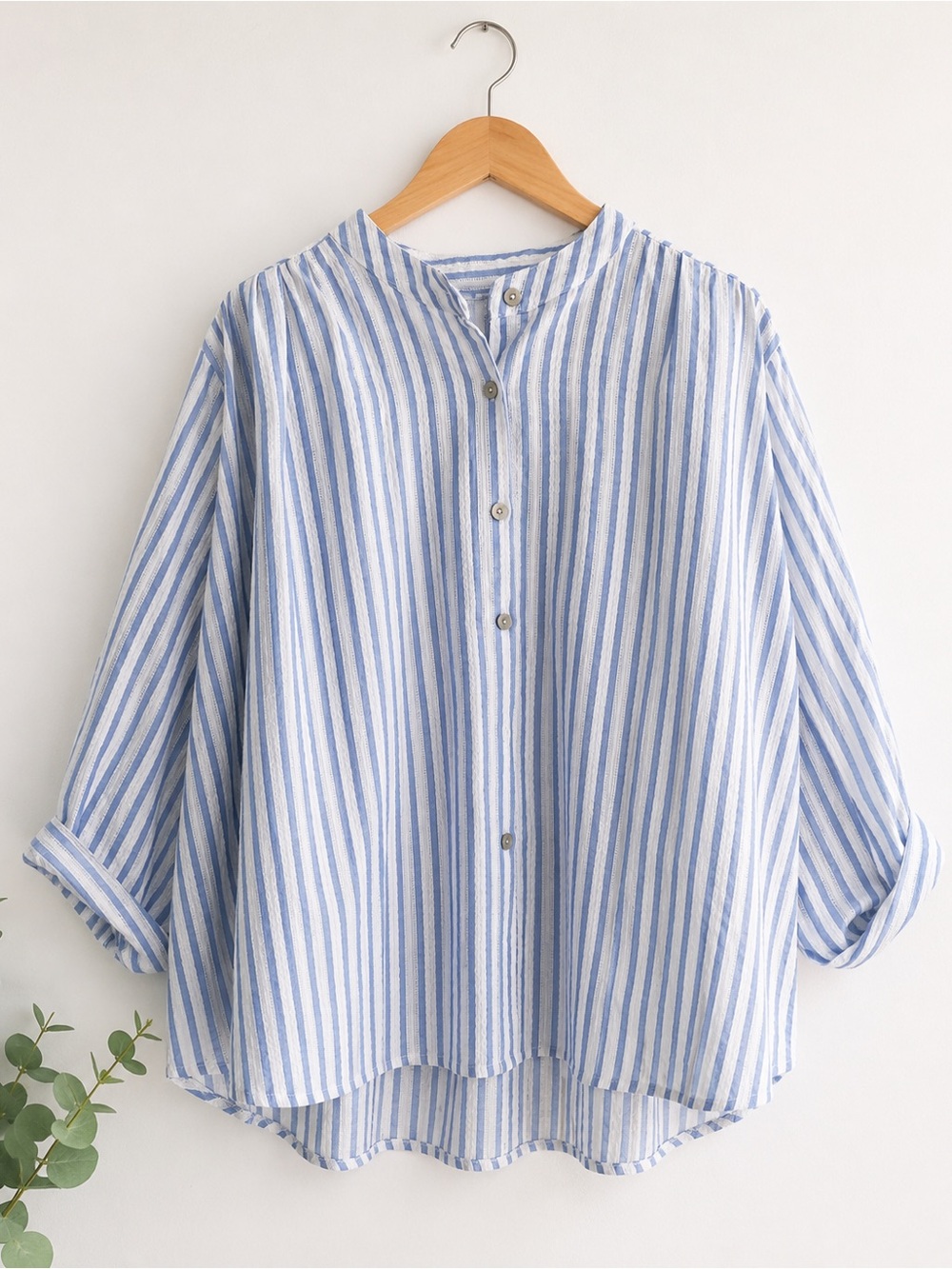 Crisp Blue & White Vertical Stripe Button-Down